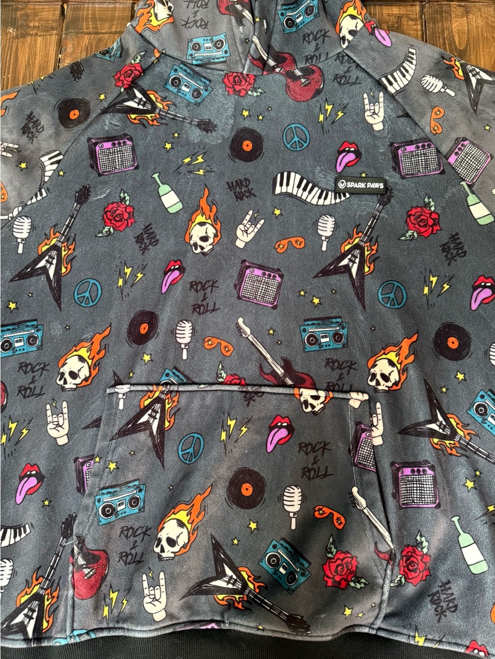 Spark Paws Rock & Roll Graphic Hoodie - Charcoal